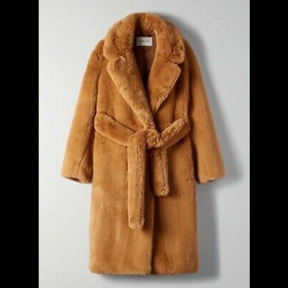 Aritzia Babaton Watt Faux Fur Coat in Cinnamon Brn - Picture 1 of 7